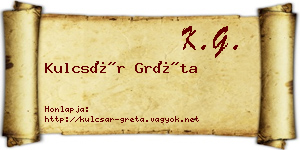 Kulcsár Gréta névjegykártya